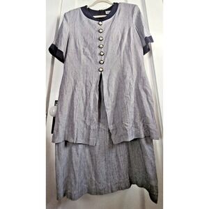 Vintage Ultra Dress plaid top attached dress Rayon Acetate Navy blue Sz18